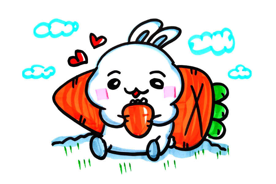 9张可爱的卡通兔子简笔画图片-图1