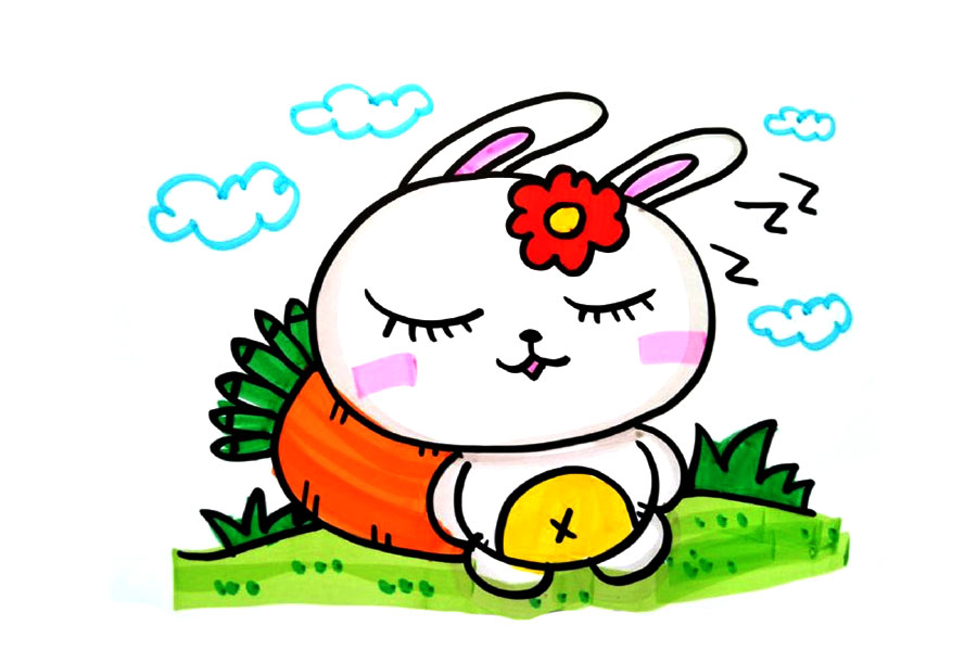 9张可爱的卡通兔子简笔画图片-图2