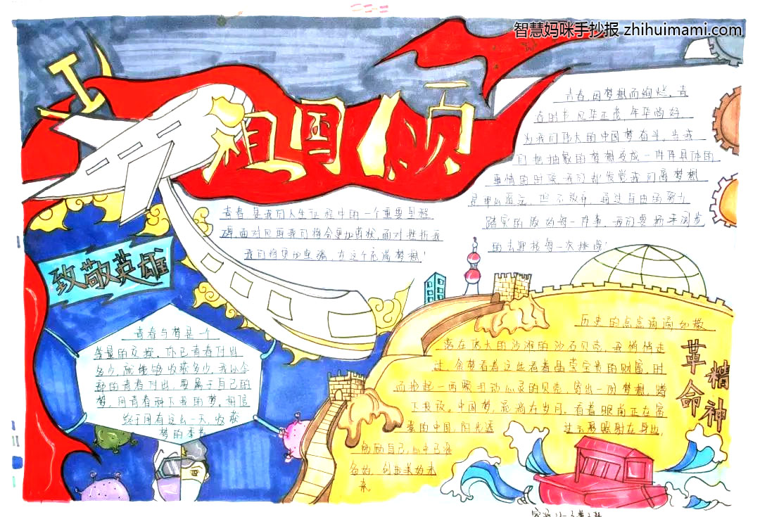 “青春心向党 喜迎二十大”手抄报绘画一等奖（10张）-图1