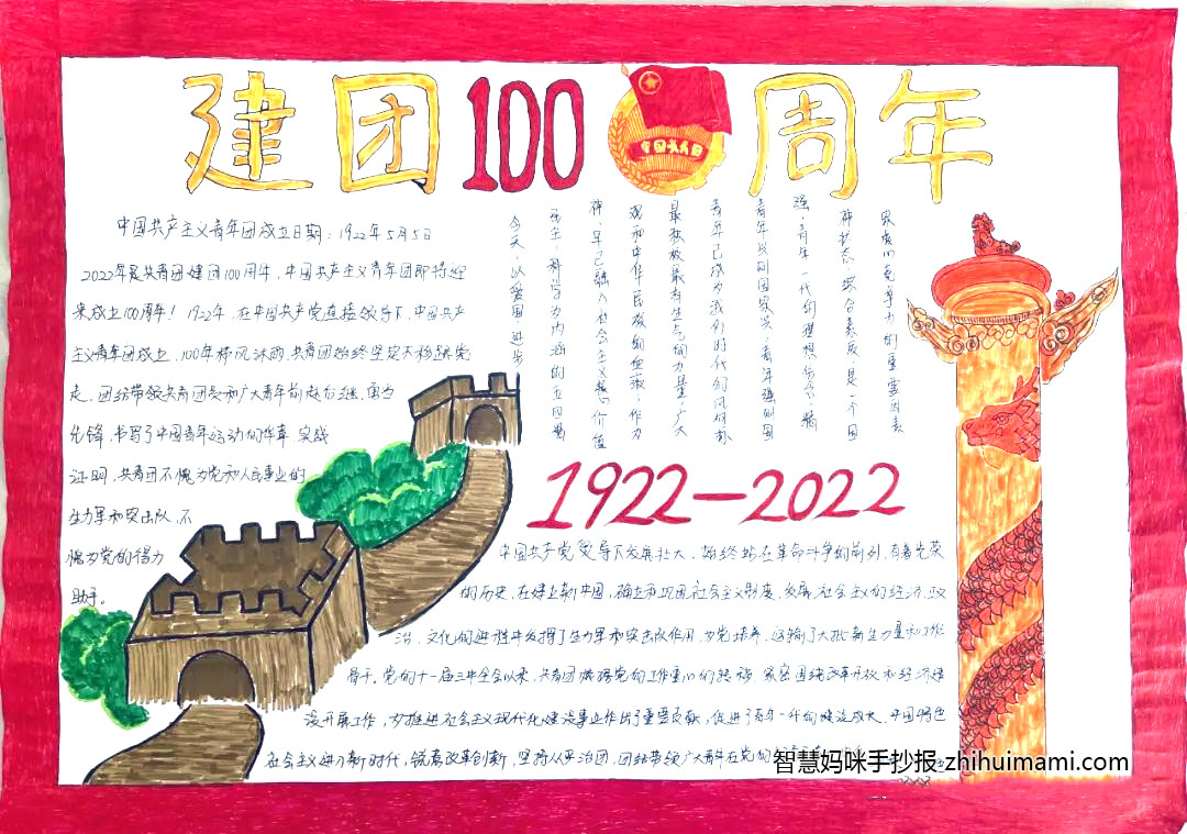 8张“喜迎二十大暨建团一百周年”的手抄报-图5