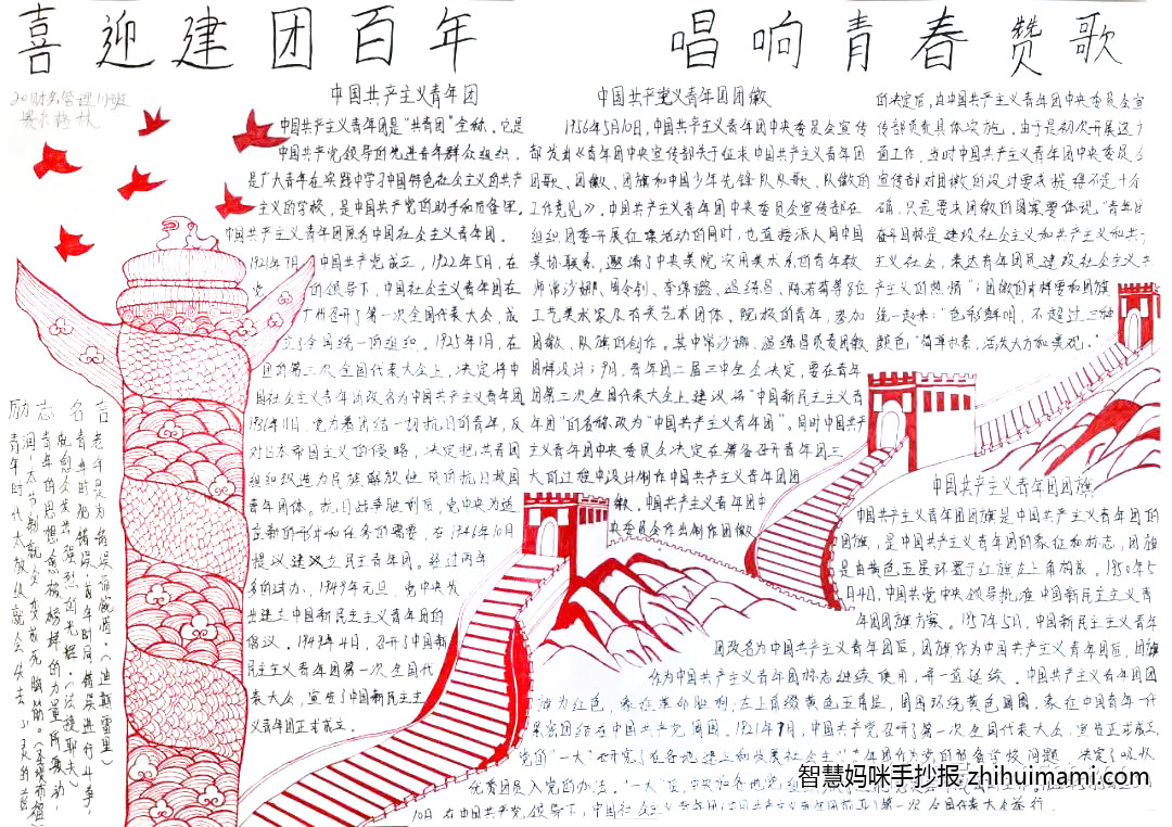 8张“喜迎二十大暨建团一百周年”的手抄报-图7