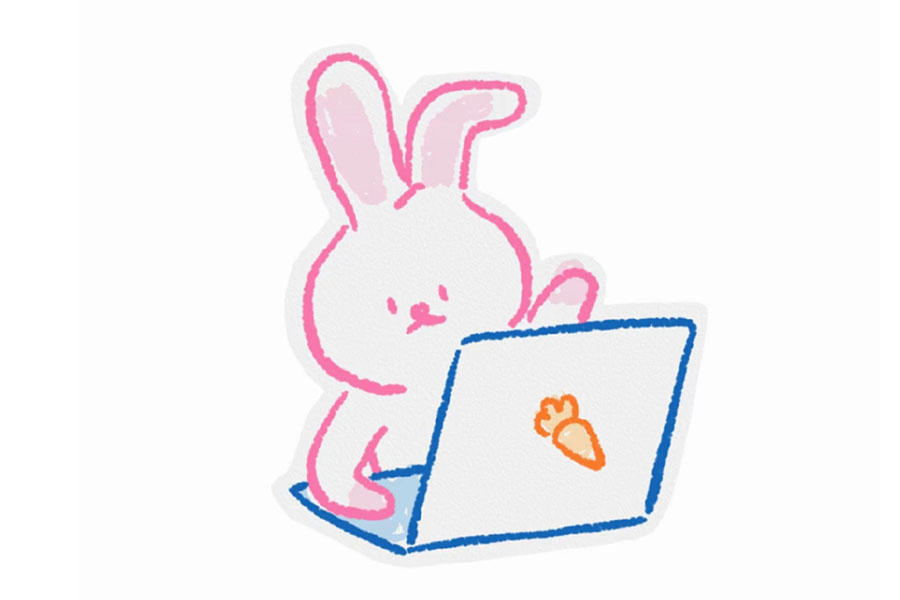 简单线条画兔子简笔画-图1