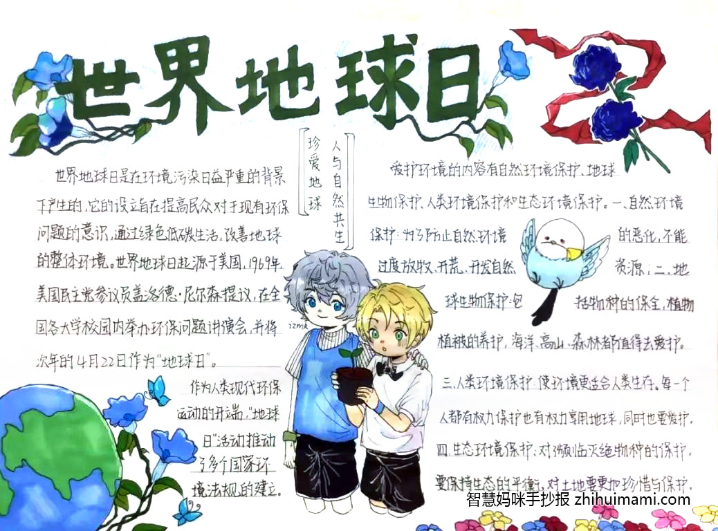 4月22日世界地球日手抄报怎么画-图2