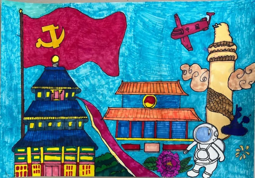 关于“童心向党·喜迎二十大”的绘画作品-图3