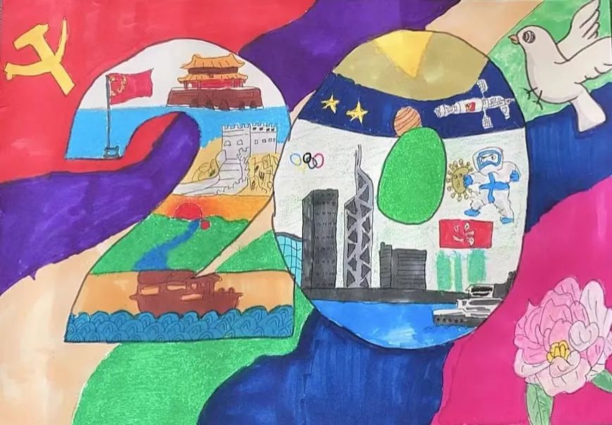 爱党爱国喜迎二十大主题绘画作品-图6