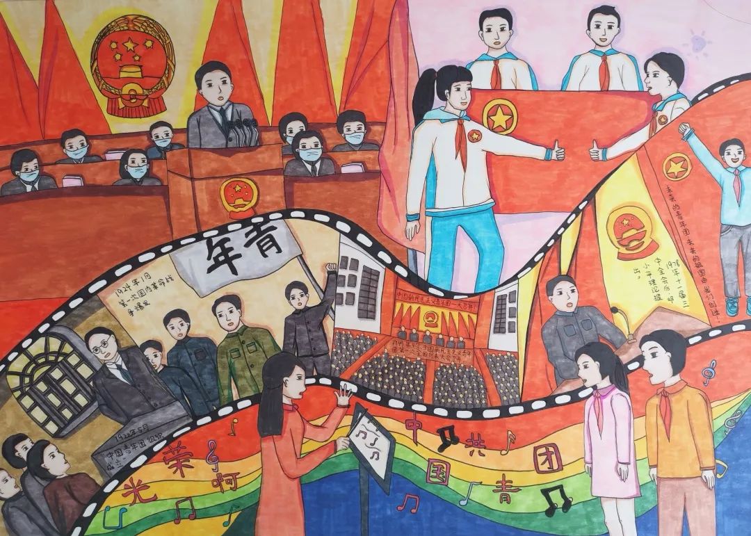 喜迎二十大主题绘画作品 用红色课堂 传承红色基因-图5