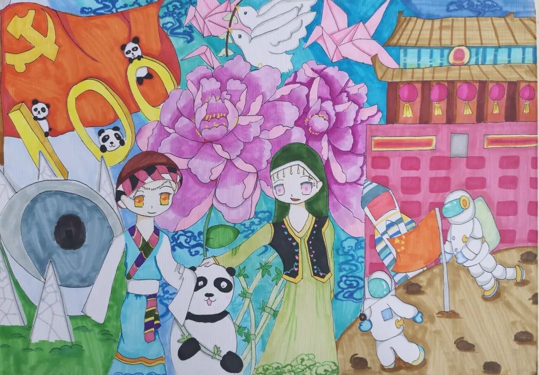 喜迎二十大主题绘画作品 用红色课堂 传承红色基因-图6