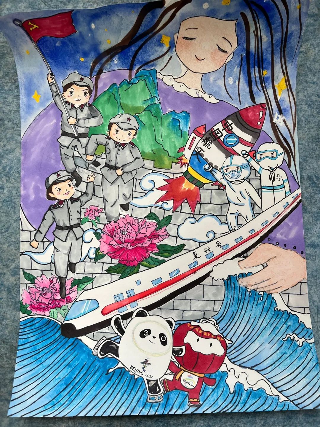 一组漂亮的竖版喜迎二十大主题绘画作品-图4