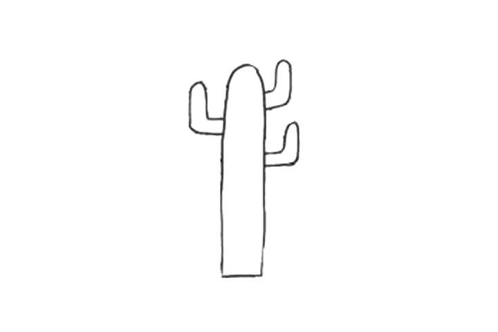 漂亮的仙人掌景观简笔画画法-图2