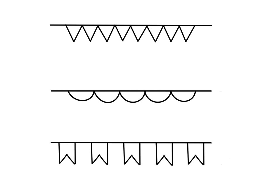 一组简单漂亮的花边简笔画图片-图15