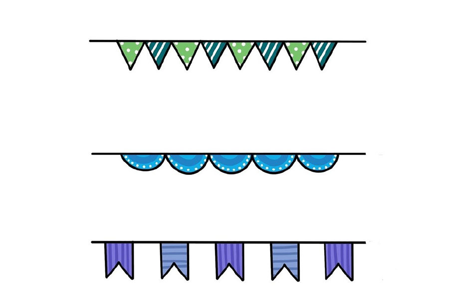 一组简单漂亮的花边简笔画图片-图16