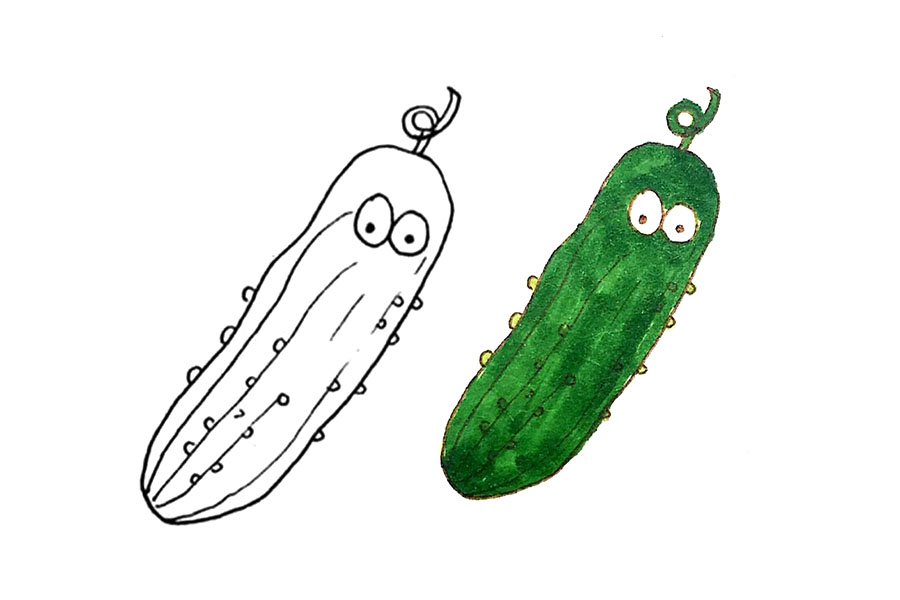 一组可爱的蔬菜瓜果简笔画图片-图5