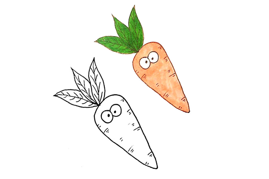 一组可爱的蔬菜瓜果简笔画图片-图8