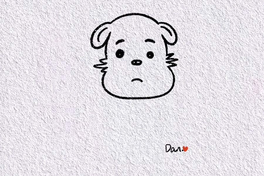 呆萌小狗简笔画画法步骤-图3