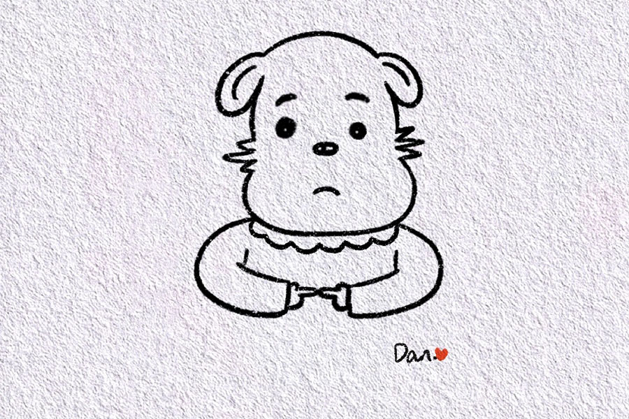 呆萌小狗简笔画画法步骤-图4