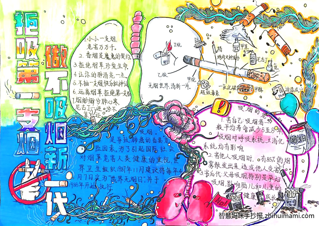 2022禁烟控烟手抄报绘画一等奖（9张）-图7