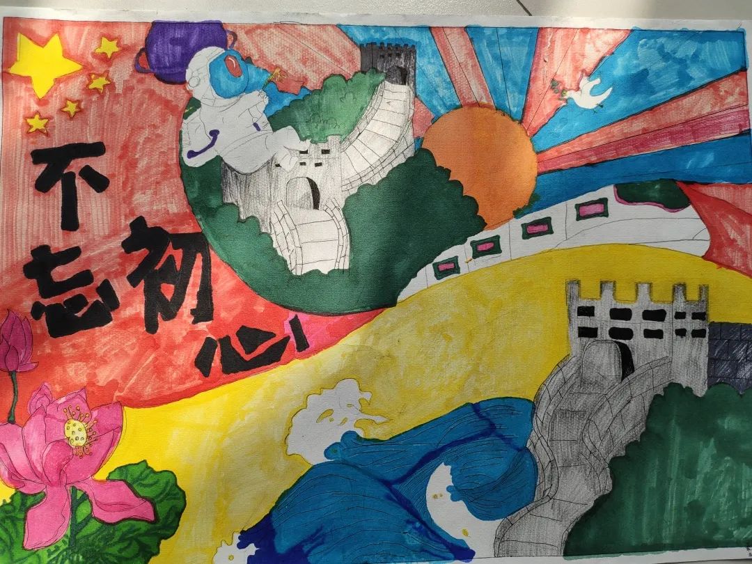 6张横版童心向党喜迎二十大主题绘画作品-图3