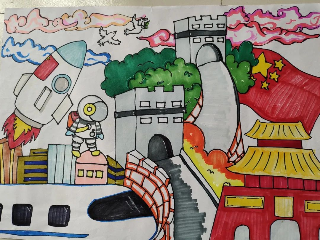 6张横版童心向党喜迎二十大主题绘画作品-图4