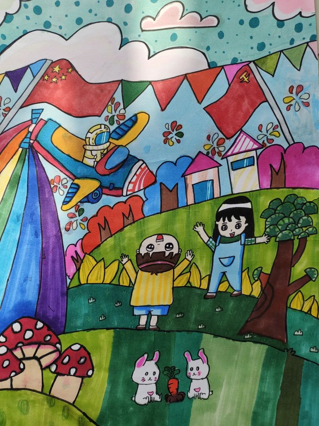 7张竖版童心向党喜迎二十大主题绘画作品-图4