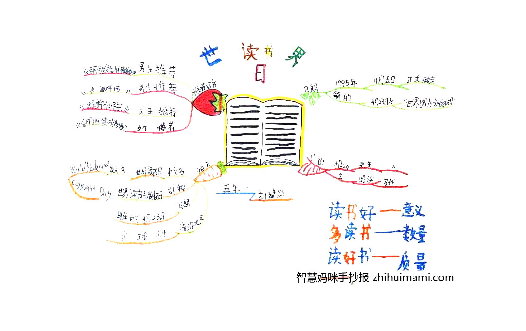 世界读书日思维导图手抄报绘画-图4