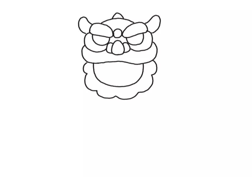 热热闹闹迎新春 舞狮表演简笔画-图2