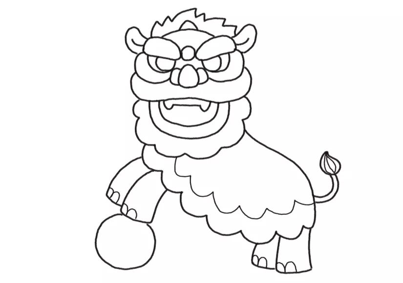 热热闹闹迎新春 舞狮表演简笔画-图5