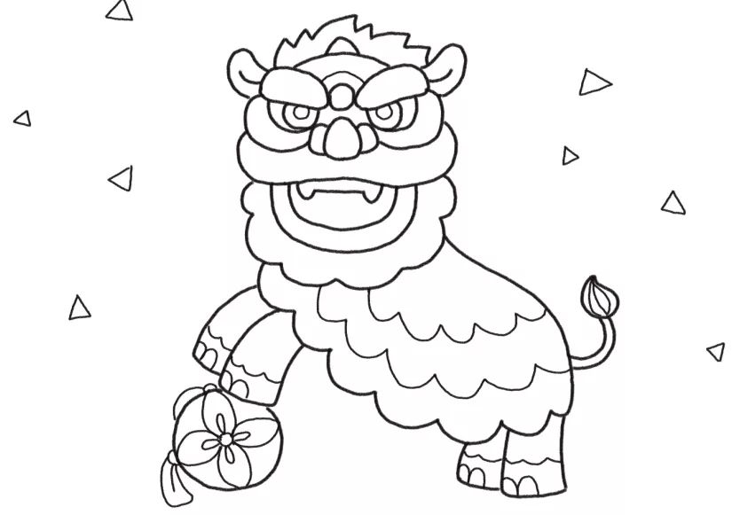 热热闹闹迎新春 舞狮表演简笔画-图6