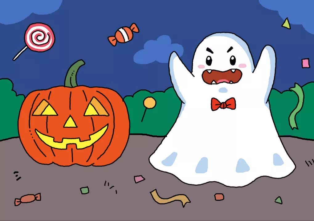 不给糖就捣蛋 万圣节南瓜灯和小捣蛋鬼简笔画