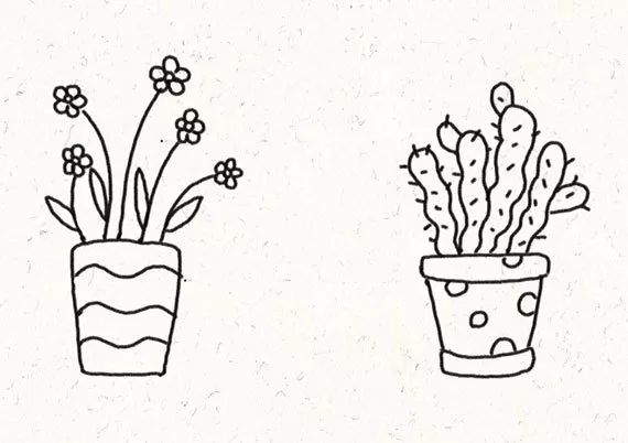 一组超可爱的盆栽简笔画-图3