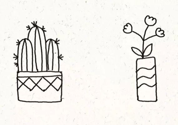 一组超可爱的盆栽简笔画-图5