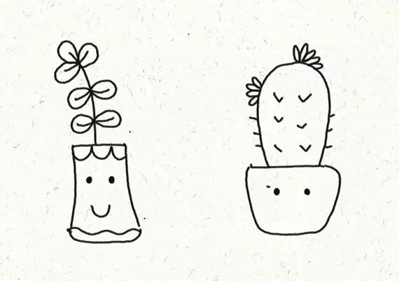 一组超可爱的盆栽简笔画-图9