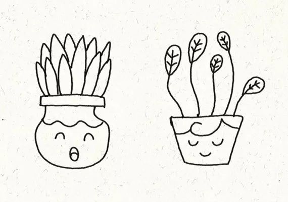 一组超可爱的盆栽简笔画-图11