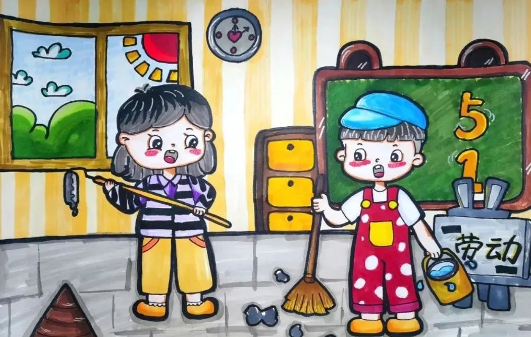 8张漂亮的劳动节儿童画图片-图4