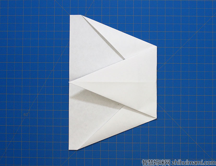 步骤4：将峰折到纸的底边。