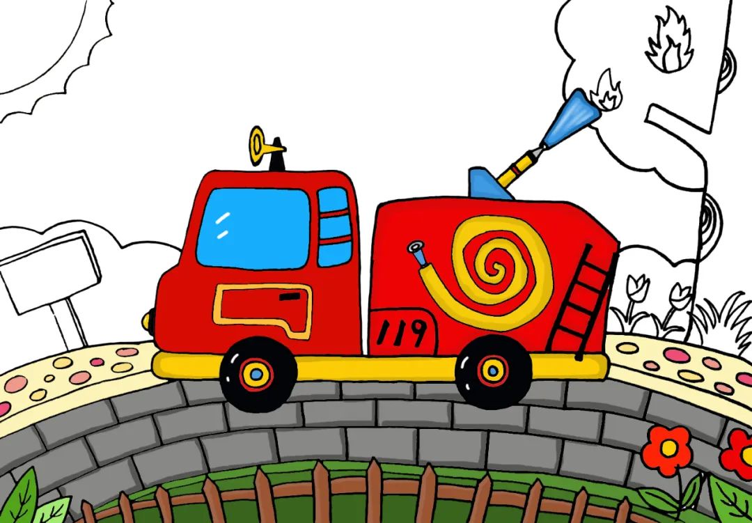 步骤5：然后给路面上色。