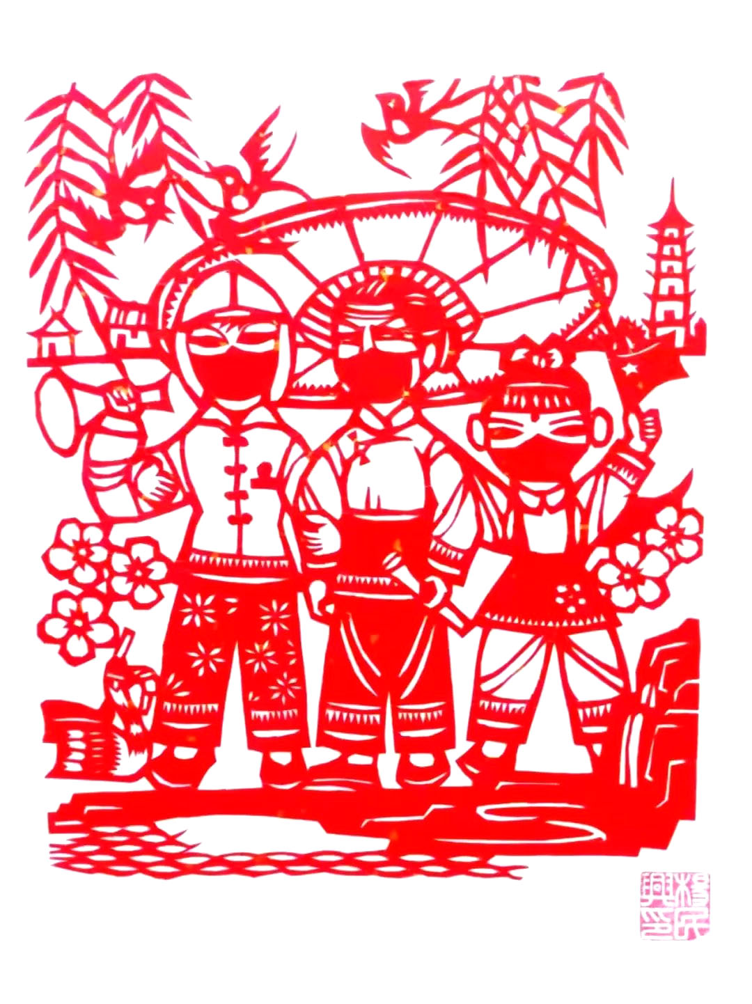 以“艺”抗疫 抗疫主题剪纸作品-图11