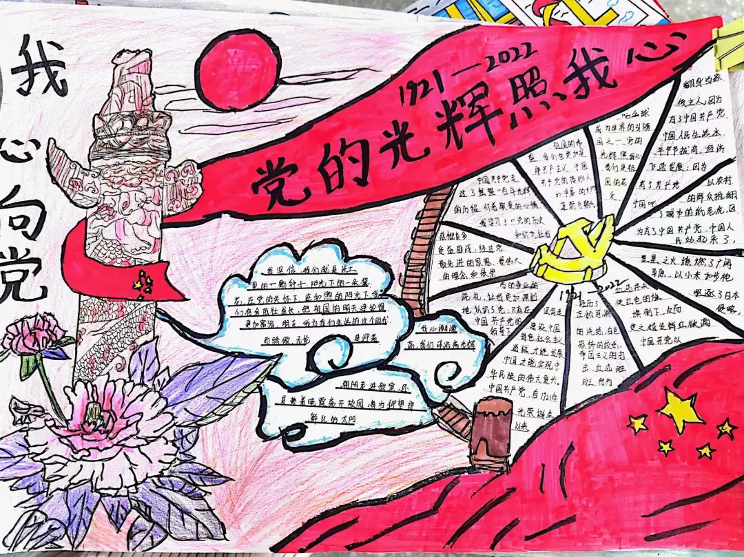 “党的光辉照我心，童心喜迎二十大”绘画作品-图5