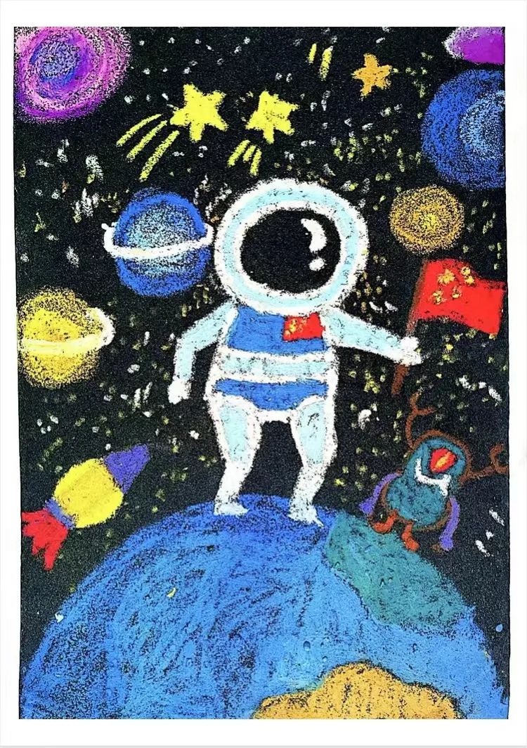 幼儿园萌娃绘画“我的航天梦”主题绘画作品-图13