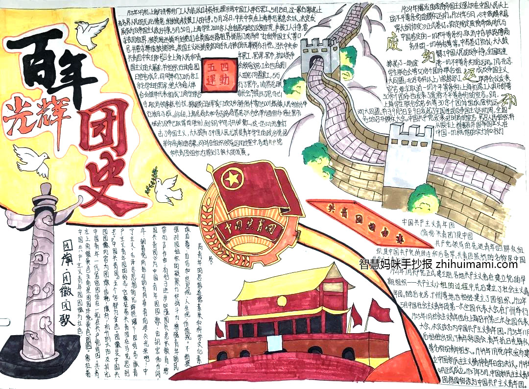 “庆祝建团百年 重温百年青运”主题手抄报（10张）-图4