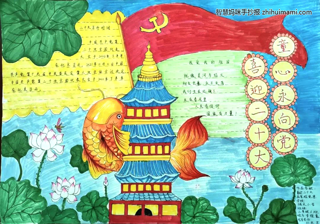 “喜迎二十大，献礼建团百年”手抄报绘画（10张）-图3