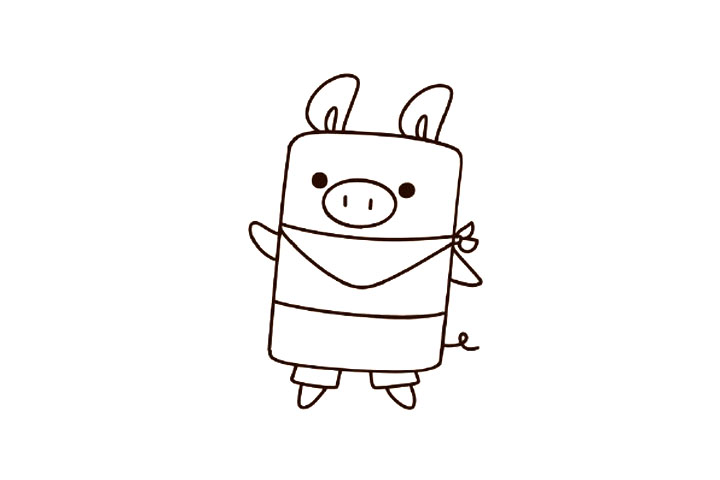 简单矩形画可爱小猪-图5