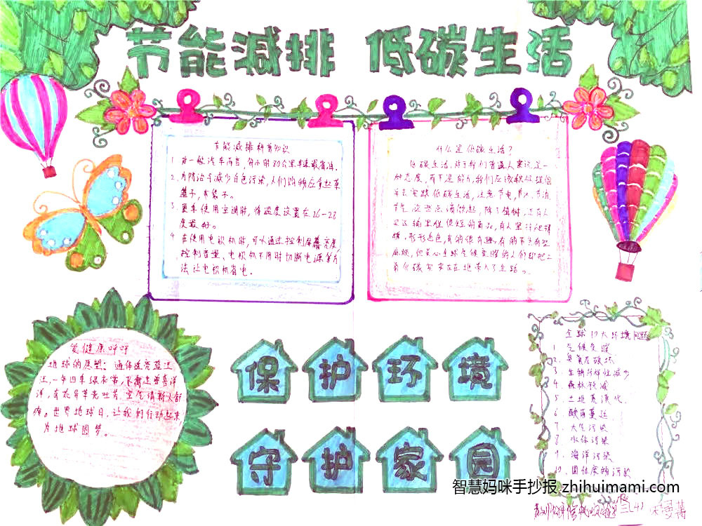 小学五年级低碳节能手抄报教程-图2