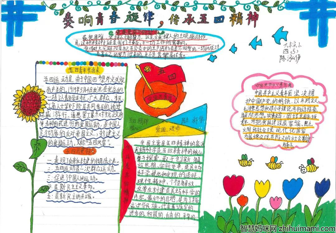 弘扬五四精神手抄报-图1