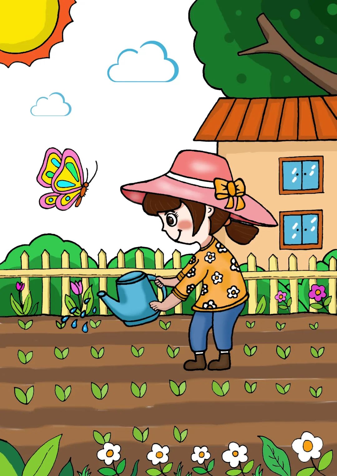 种瓜点豆好时节儿童绘画