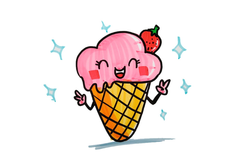 一组吃的喝的美味食物简笔画图片-图1