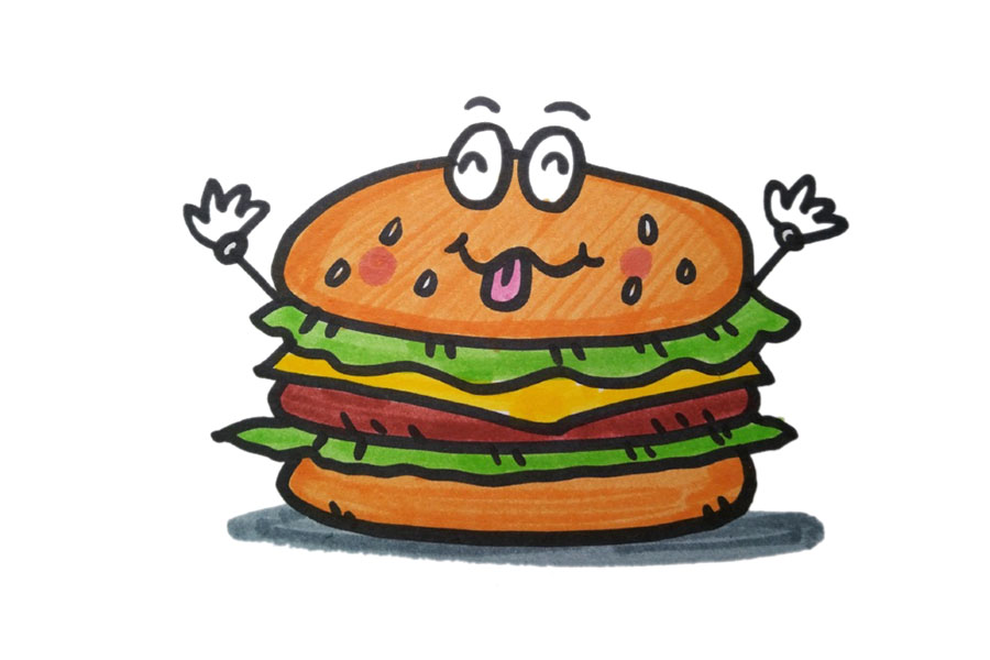 一组吃的喝的美味食物简笔画图片-图11