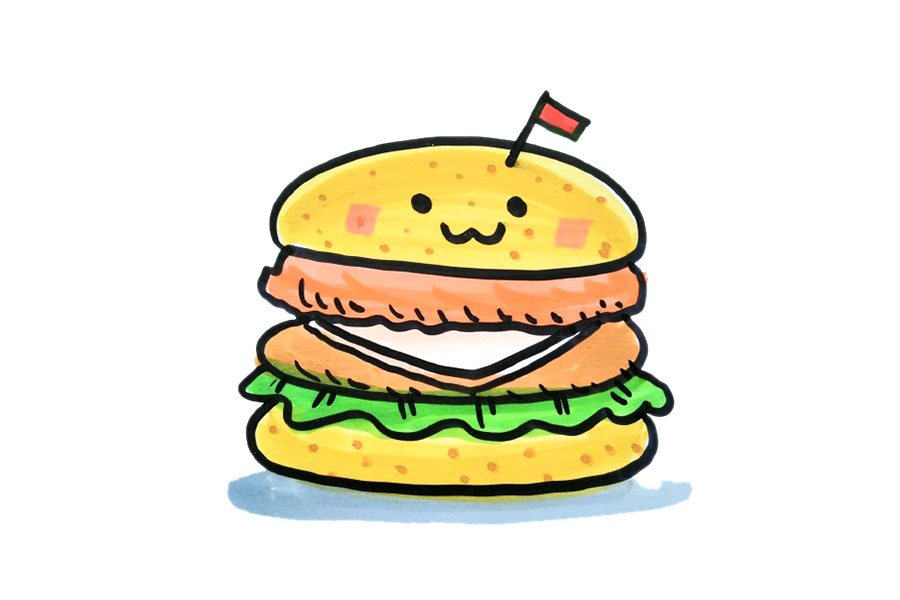 一组吃的喝的美味食物简笔画图片-图19