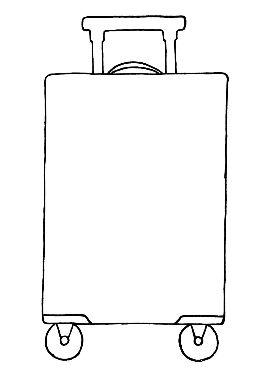 步骤1：先画出一个大大的拉杆箱的轮廓。