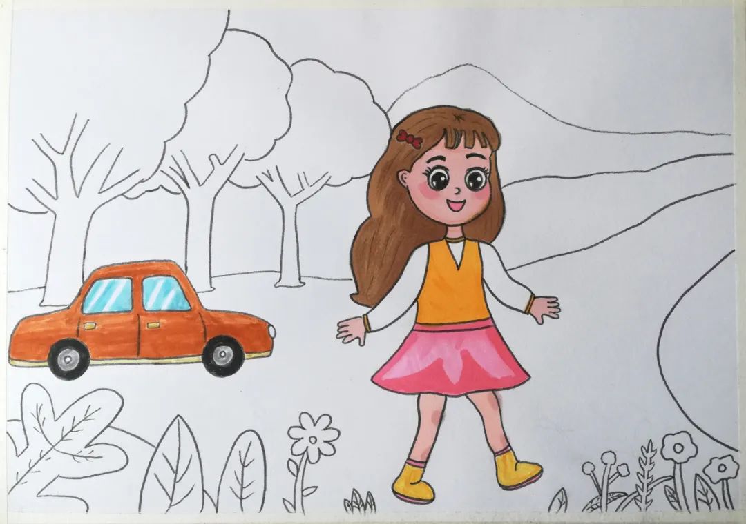 步骤3：小汽车用自己喜欢的颜色就好。