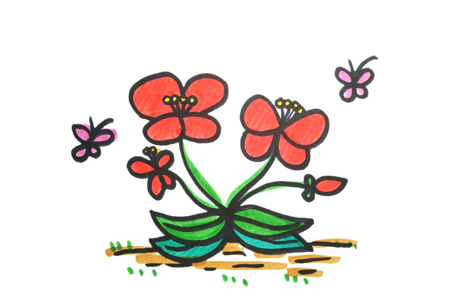 一组漂亮的花花简笔画图片-图5